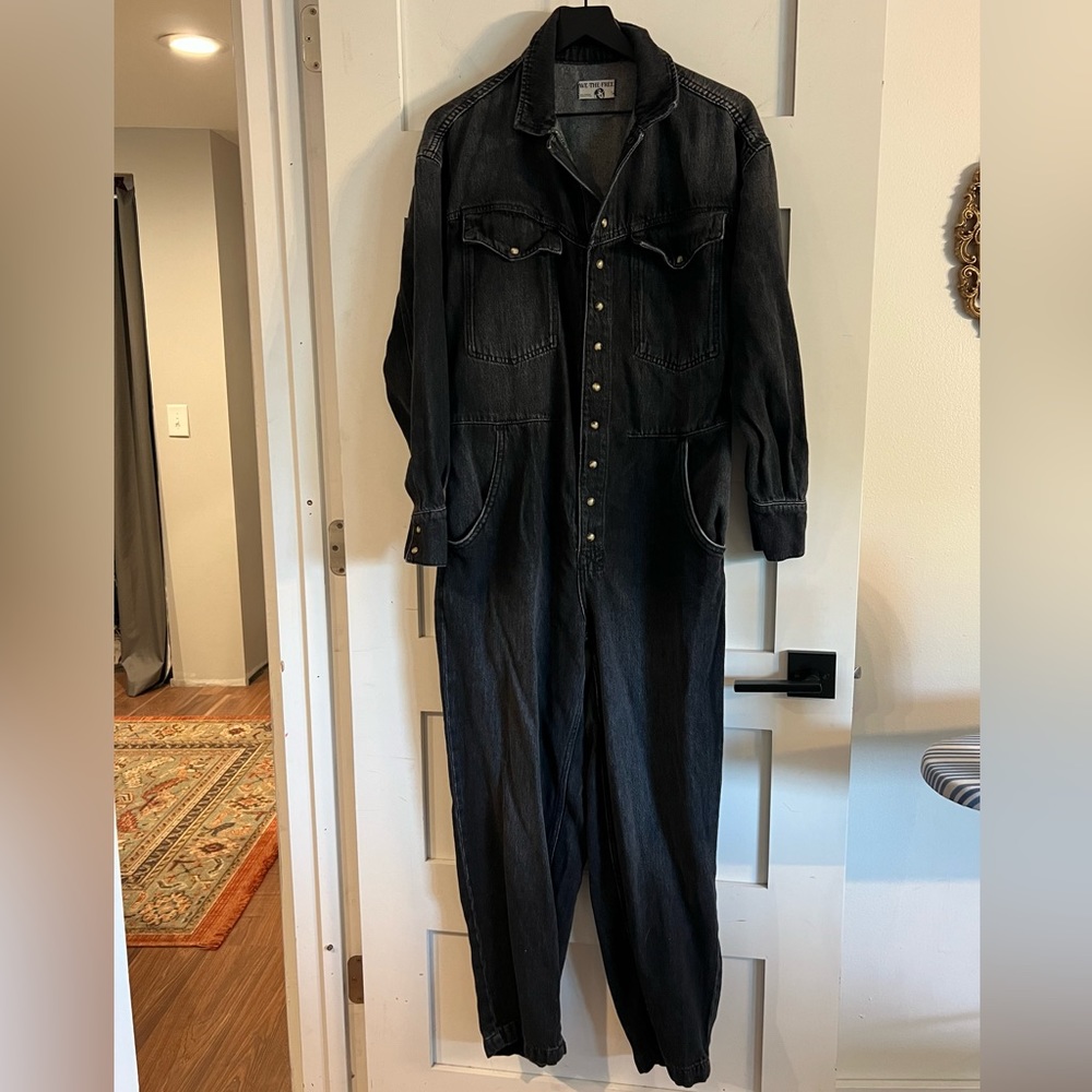 Black Jean Jumpsuit.